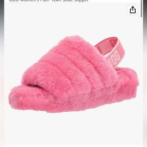 fluff teak slide slippers